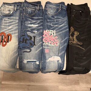 AMIRI Blue and Black Skinny Jeans